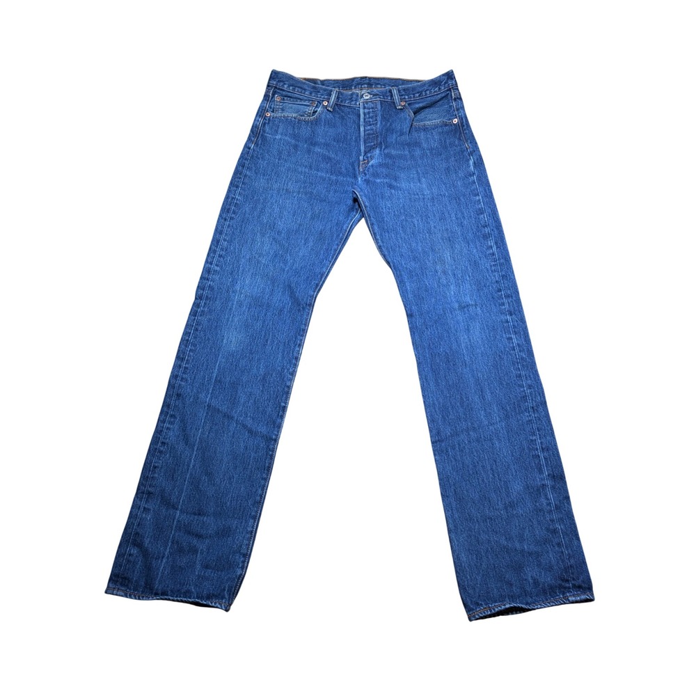 Levi's 501 Original Fit Mens Blue Straight Leg Button Fly Denim Jeans 34x32